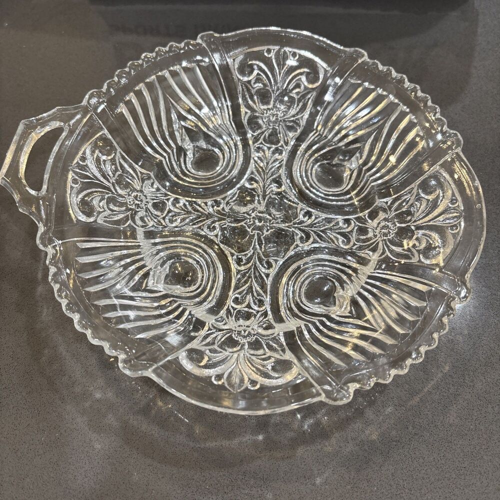 Indiana Glass KILLARNEY DISH 7.5” serving Bowl Dish Pressed Glass Vintage Clear